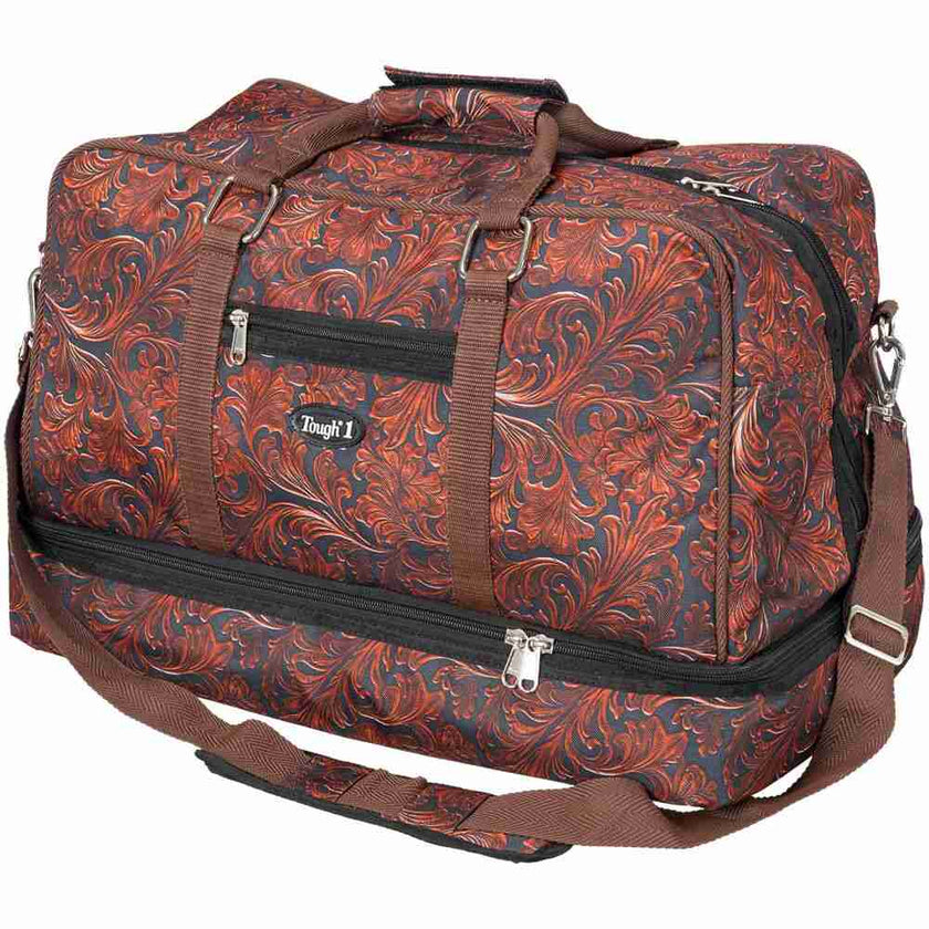 Tooled Leather Print Duffel Bag