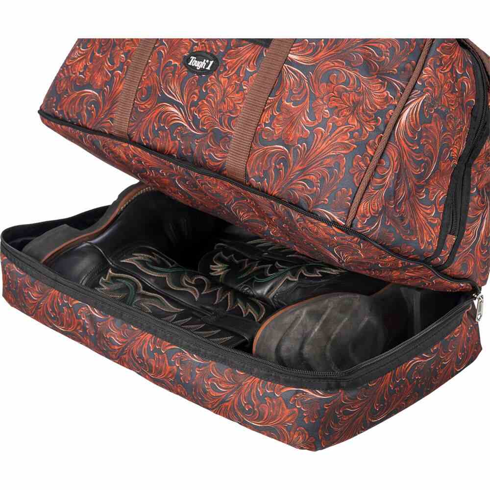 Tooled Leather Print Duffel Bag