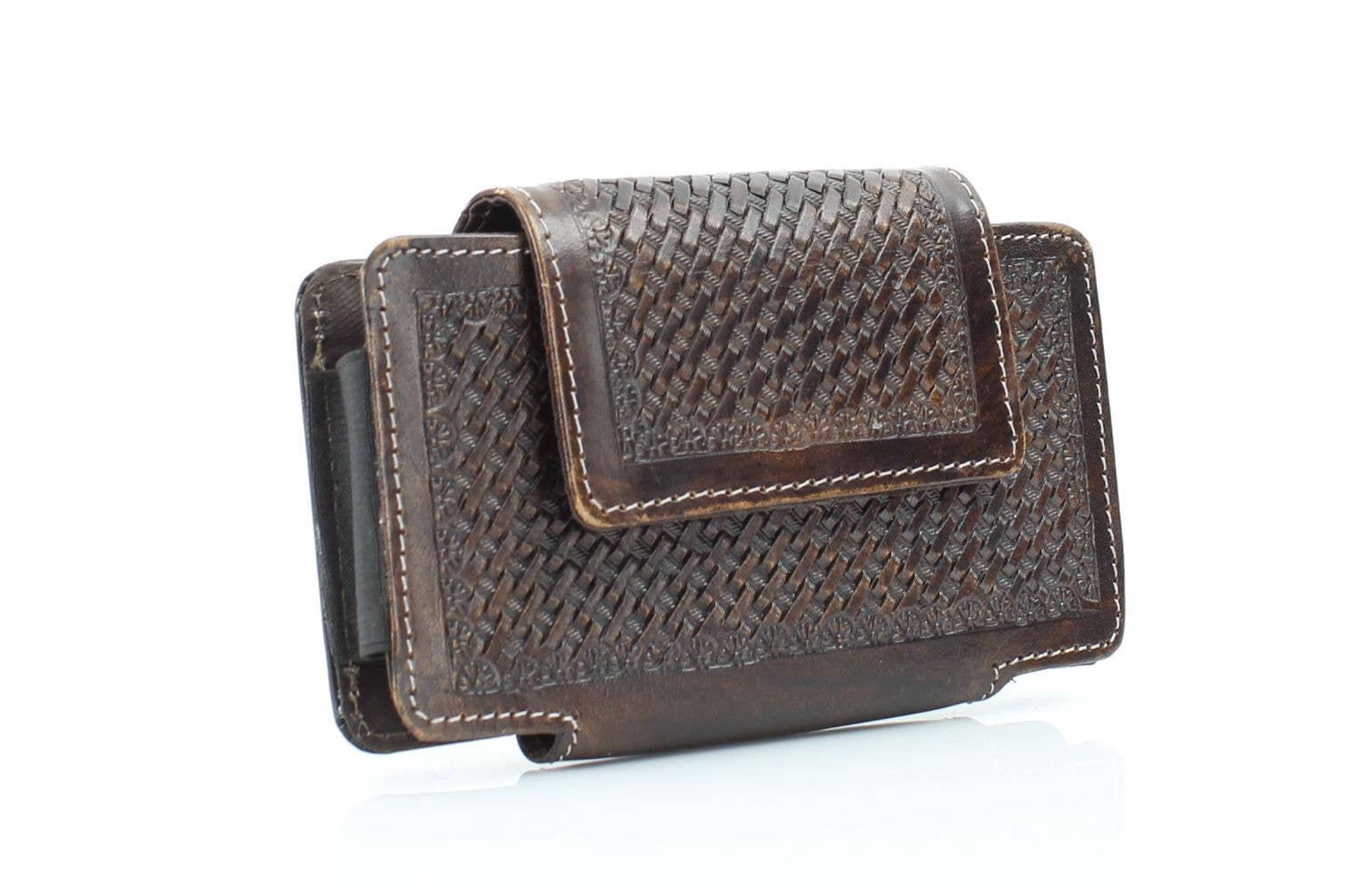 Basket Weave Horizontal Phone Case for Belt