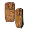 American Bison Floral Tooled Leather Phone Case for Belt