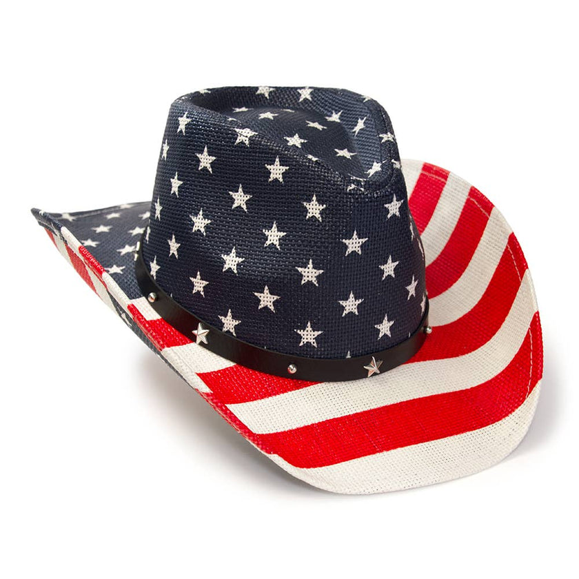 WE R-W-B Americana Straw Western Hat