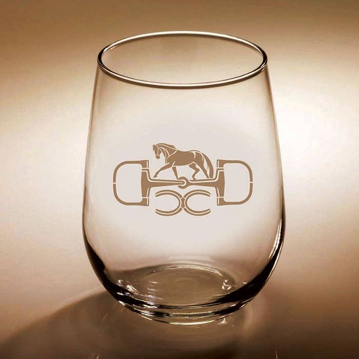 Snaffle Bit Stemless Wine Glass