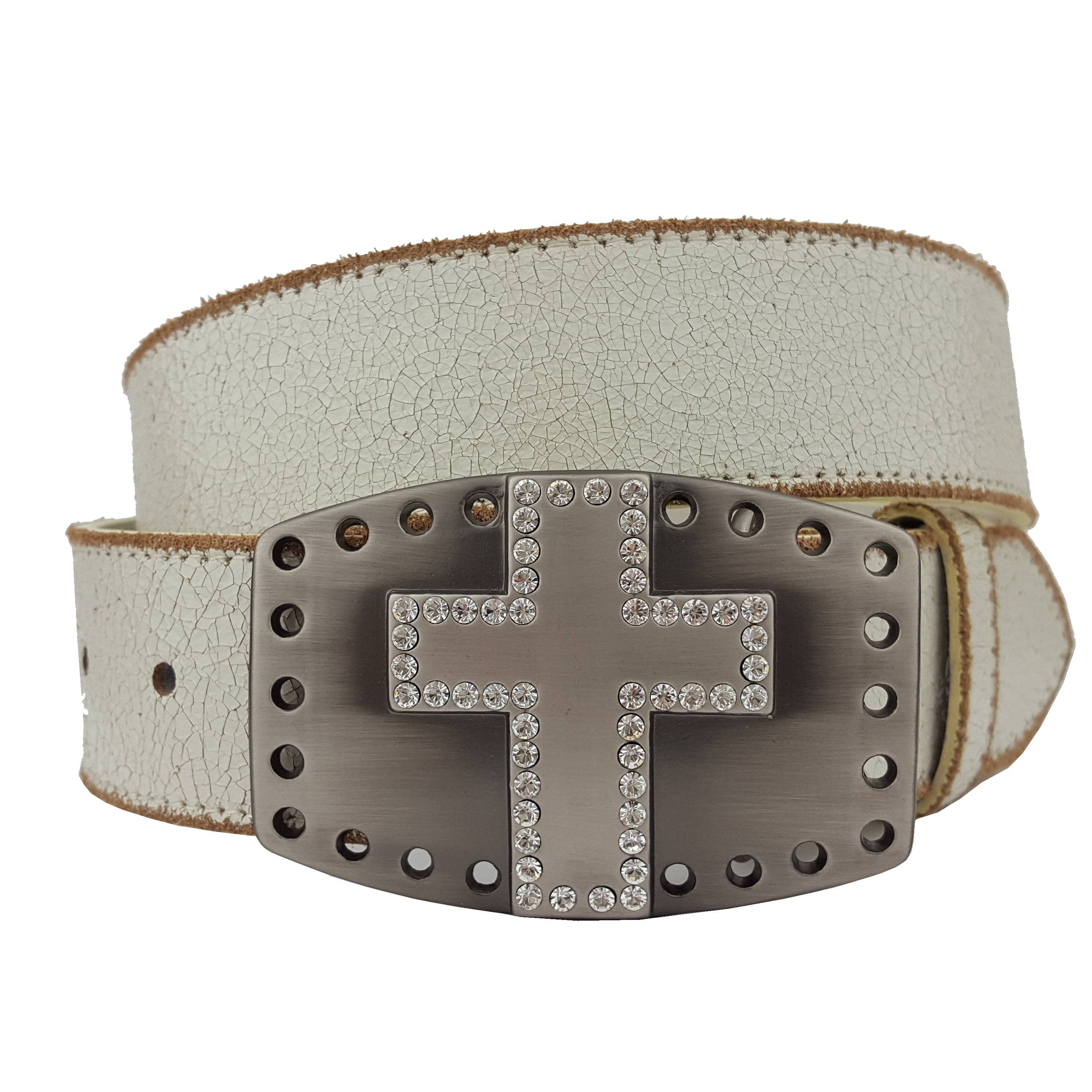 Axesoria West - Vintage Leather belt w. Cross Buckle