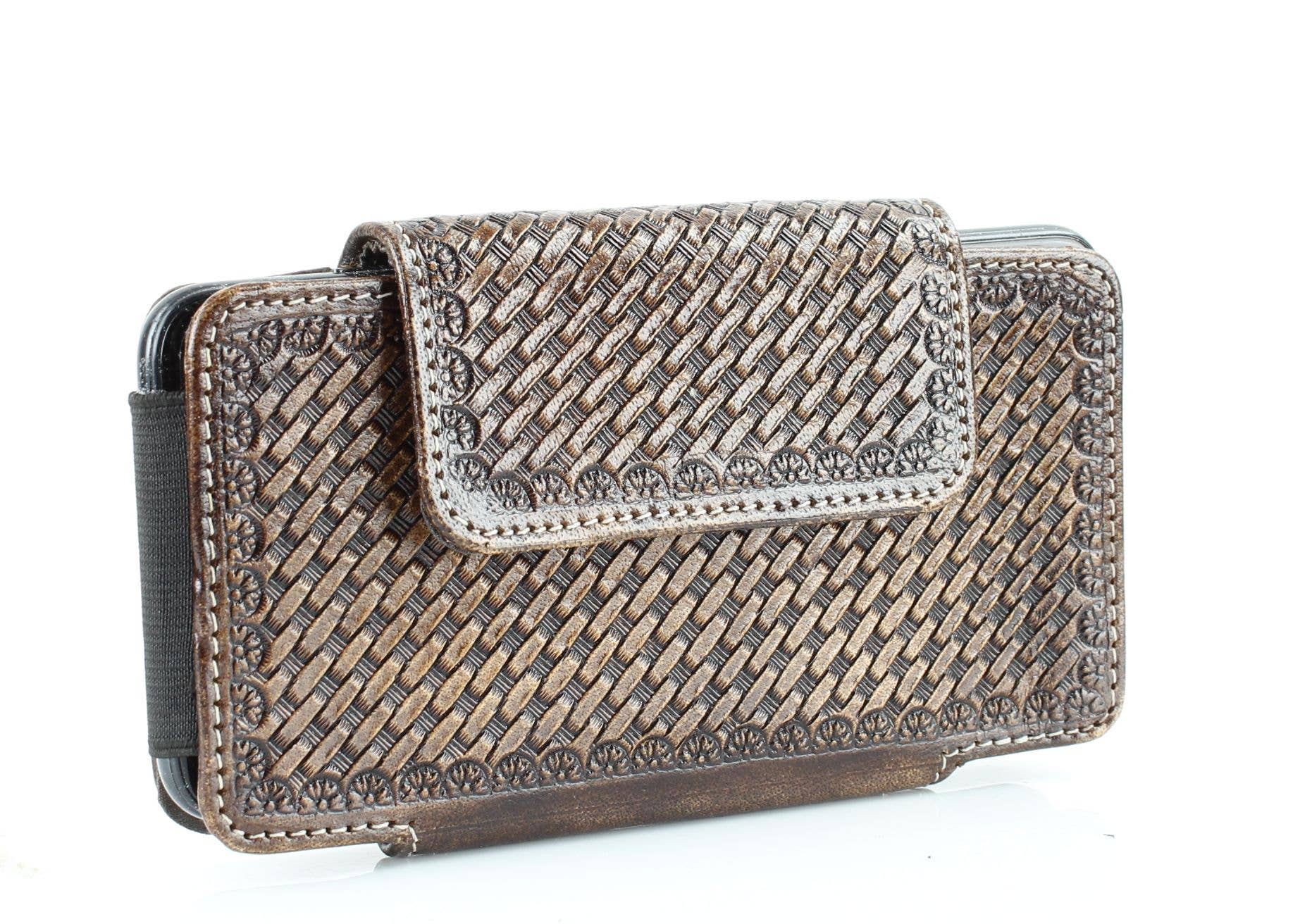 Basket Weave Horizontal Phone Case for Belt