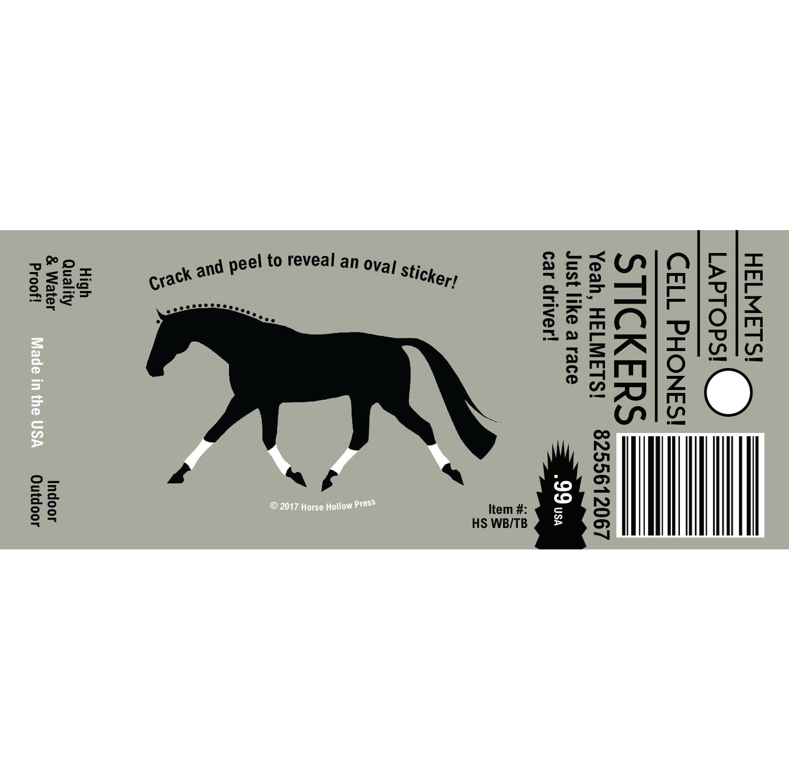 Horse Hollow Press - Horse Laptop, Cell Phone & Helmet Sticker: TB/WB w/ Wraps