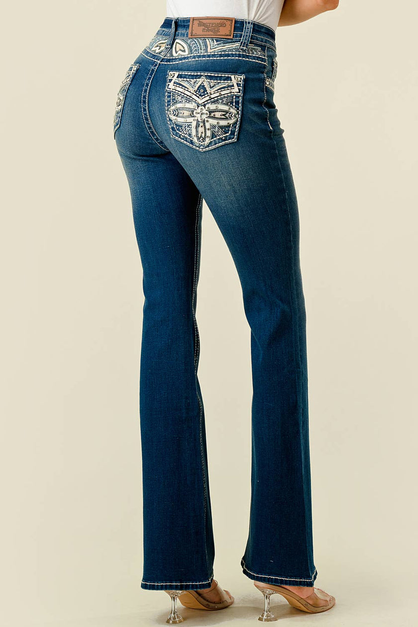DZ - WF-336 Flare Stretchy Women's Bling Jeans By Westfield Eagle