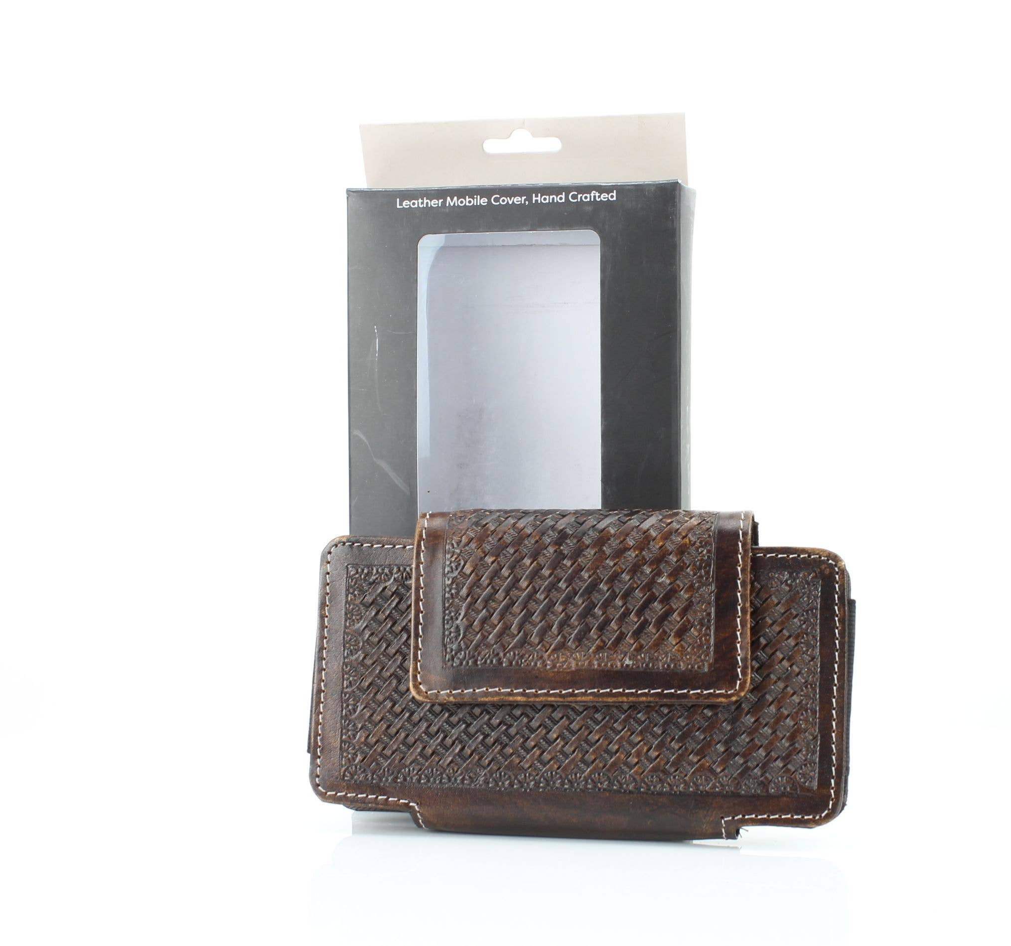 Basket Weave Horizontal Phone Case for Belt
