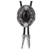 Black and silver on a Western Cowboy Bolo Tie Necklace on a white background