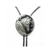 Silver horse head on a Western Cowboy Bolo Tie Necklace.