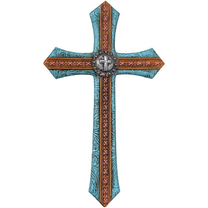 Turquoise Cross with Concho Wall Décor by Tough1
