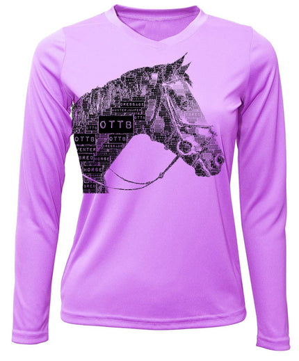 Noble Pony UPF-50 long sleeve V-neck LILAC color OTTB performance shirt