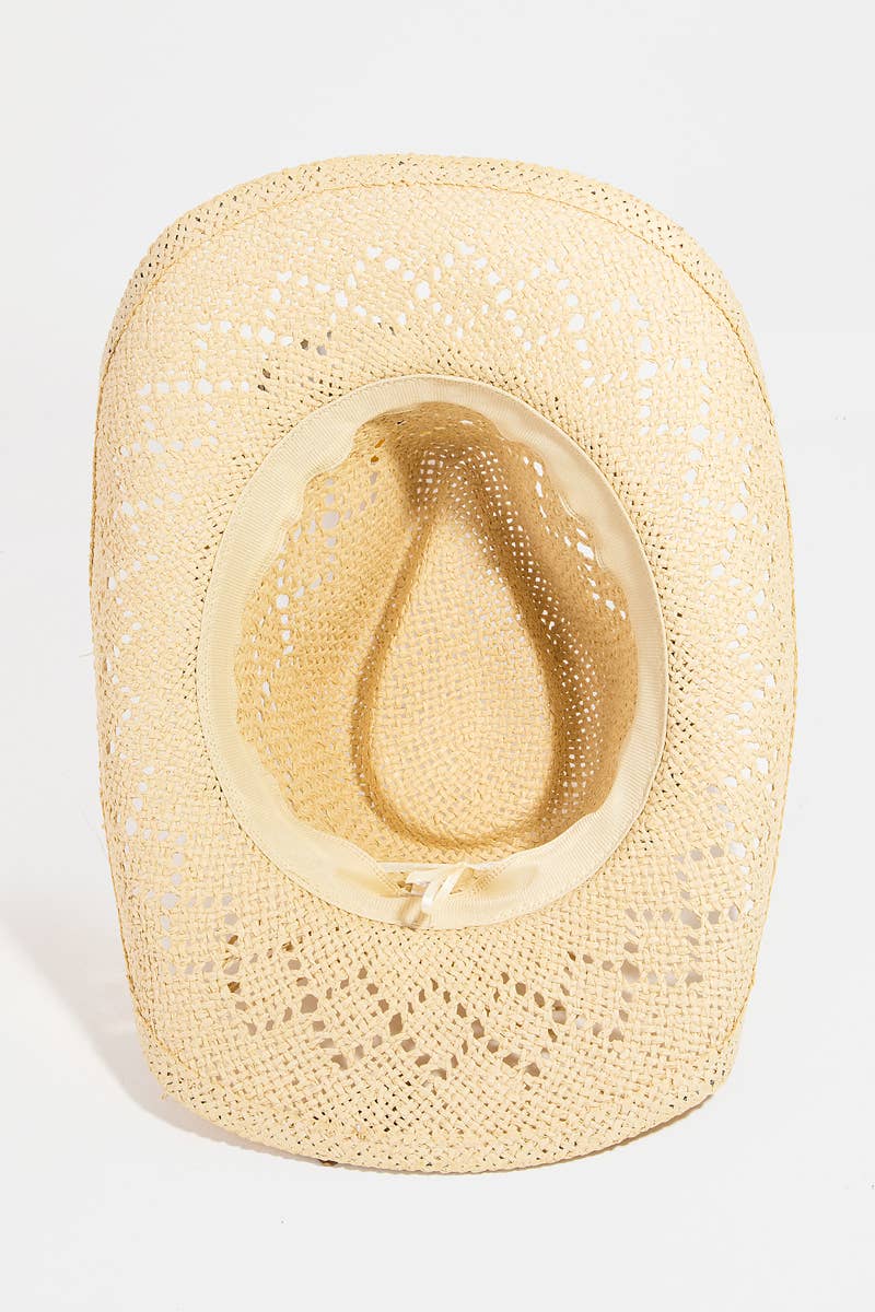 Cowrie Shell Straw Braided Cowboy Hat