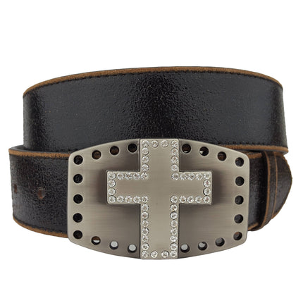 Axesoria West - Vintage Leather belt w. Cross Buckle