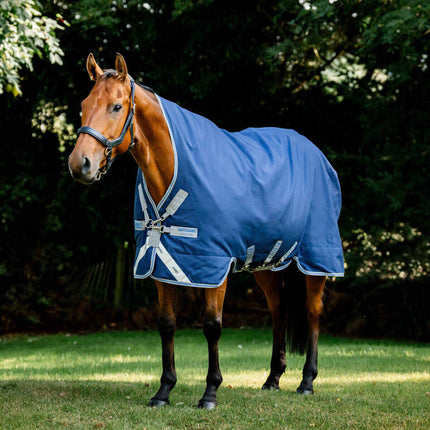Horseware® Rhino® Wug Turnout (100g Light) Navy with Titanium grey and classic Blue detail