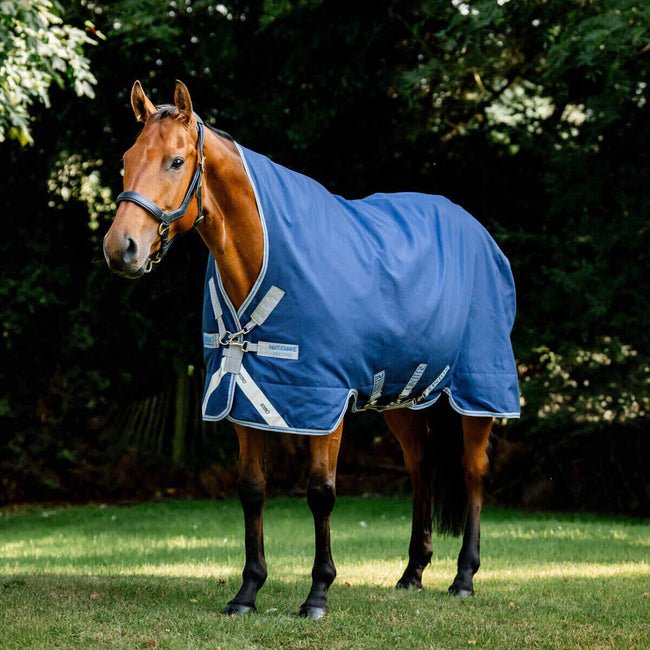 Horseware® Rhino® Wug Turnout (100g Light) Navy with Titanium grey and classic Blue detail