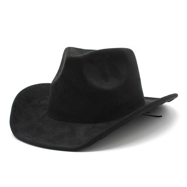 ACCITY - Simple Western Fedora Cowboy Hat Black