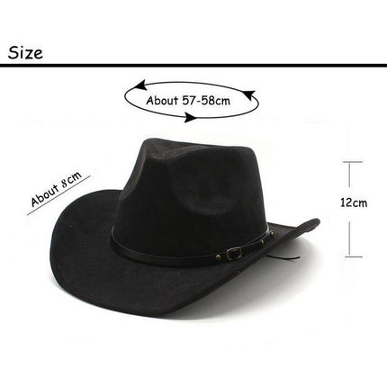 ACCITY - Western Cowboy Jazz Felt Hat showing measurements