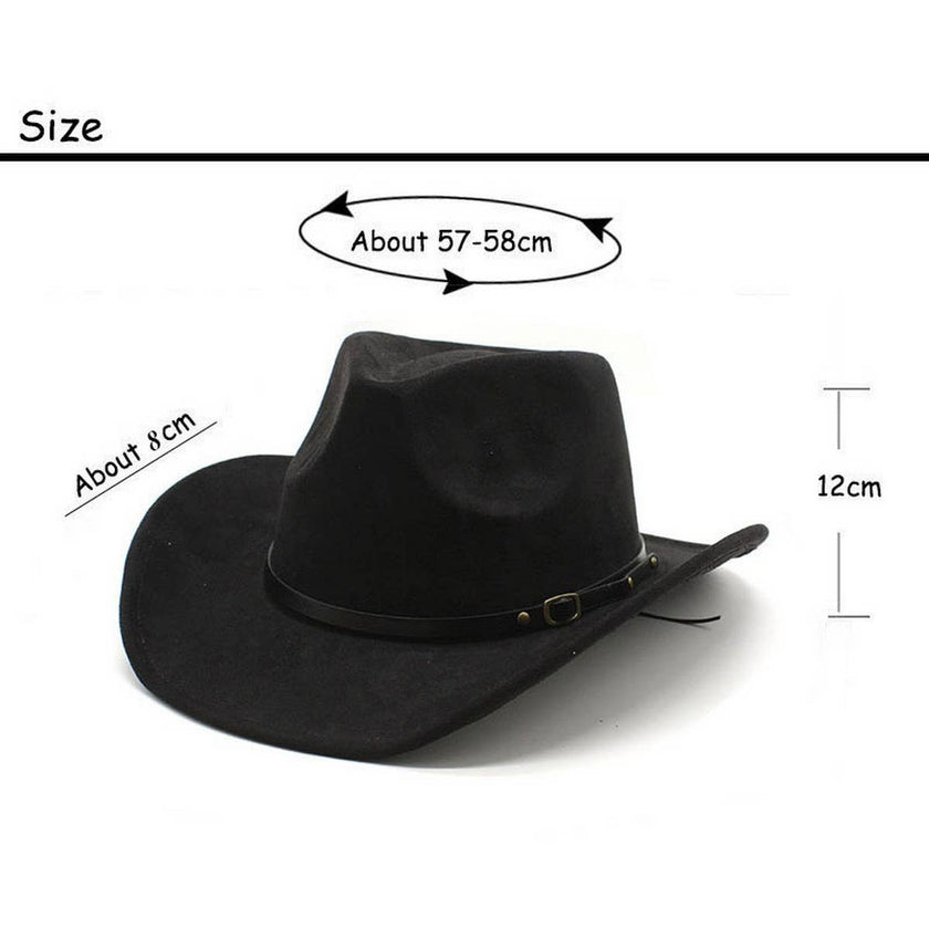ACCITY - Western Cowboy Jazz Felt Hat showing measurements