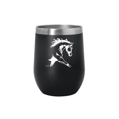 AWST Int'l 12 oz Stainless Steel Wine Tumbler W/ Slide Top Lila Black