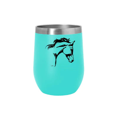 AWST Int'l 12 oz Stainless Steel Wine Tumbler W/ Slide Top Lila Turquoise 