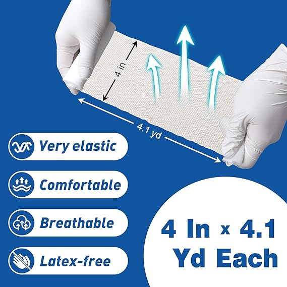 Azen Gauze Rolls Bandages, Rolls 4 in x 4.1 Yards
