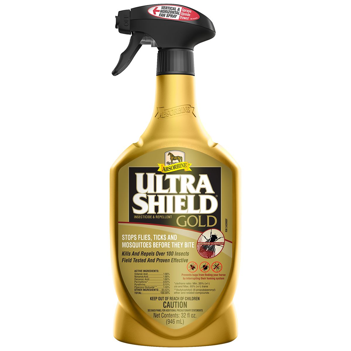 Absorbine® UltraShield® Gold Insecticide & Repellent 32 fluid ounce spray.