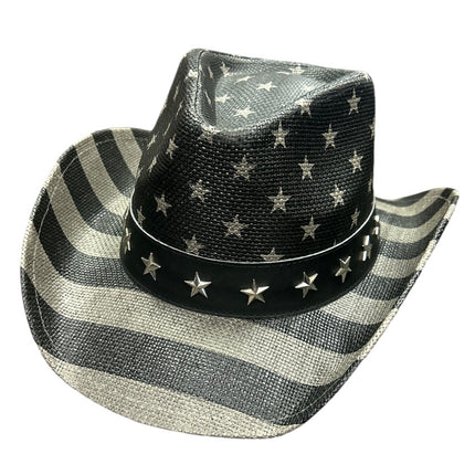 American Hat Makers Americana Black - Straw Cowboy Hat Front VIew