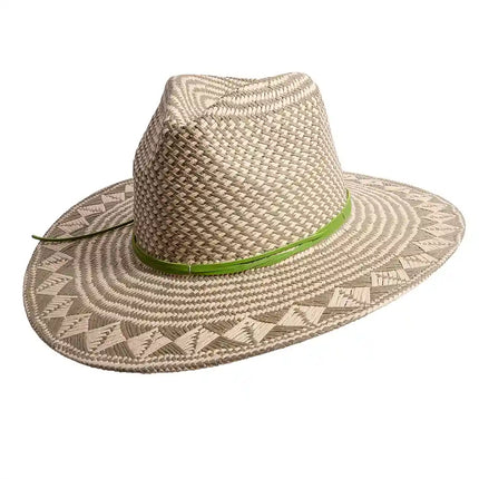 American Hat Makers Eppie Natural and Green Straw Sun Hat Side