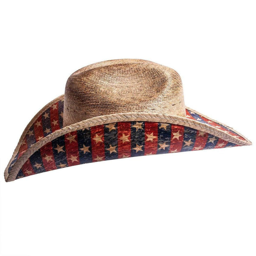 American Hat Makers Patriot - Straw Cowboy Hat Red, White & Blue Side