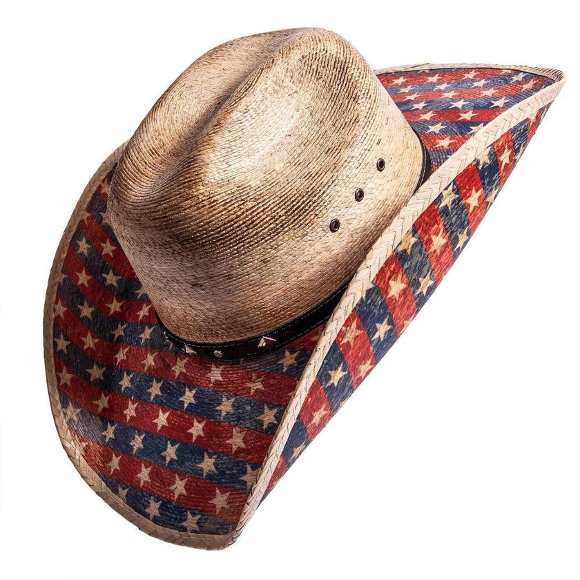 American Hat Makers Patriot - Straw Cowboy Hat Red, White & Blue Top Angle