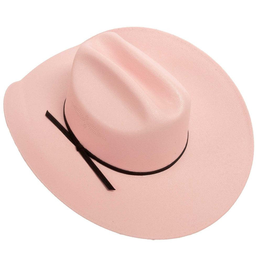 American Hat Makers Pioneer Canvas Cotton Western Cowboy Hat  Pink Top Side View