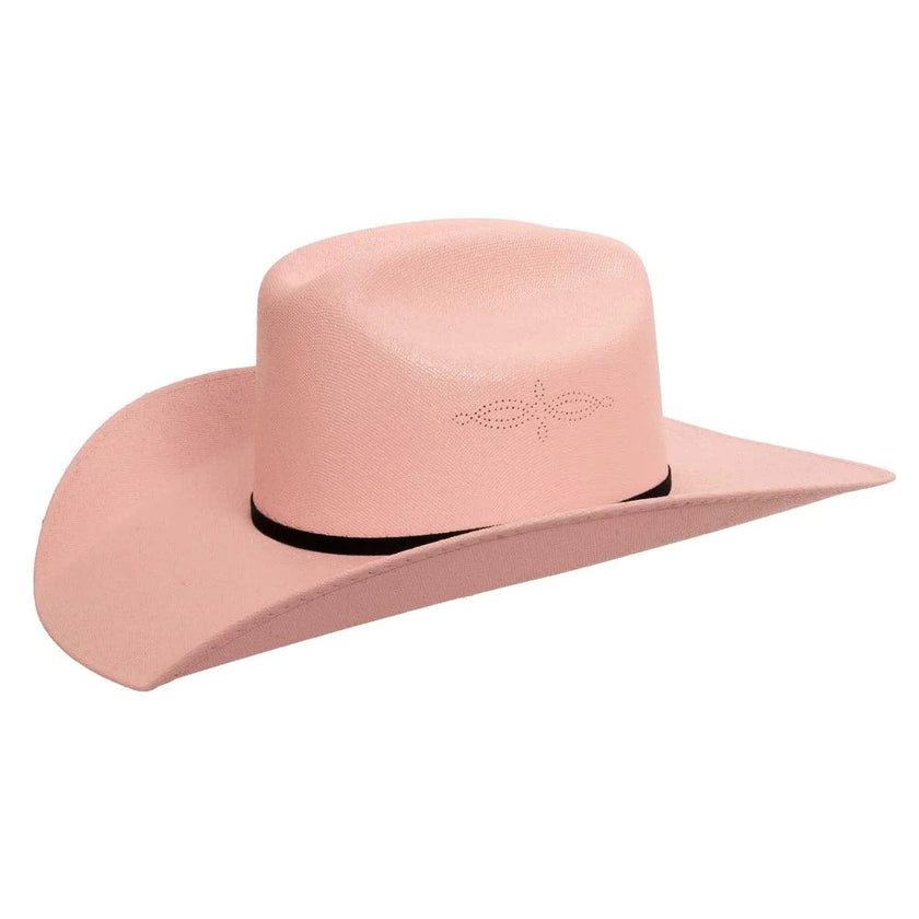 American Hat Makers Pioneer Canvas Cotton Western Cowboy Hat Side with detail Pink
