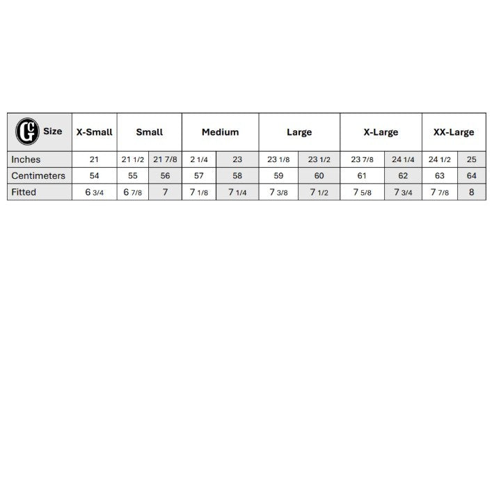 Durango Silver Belly - Wool Cashmere Cowboy Hat Size chart