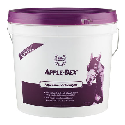 Apple-Dex Electrolytes for Horses 30 pound purple and white pail 