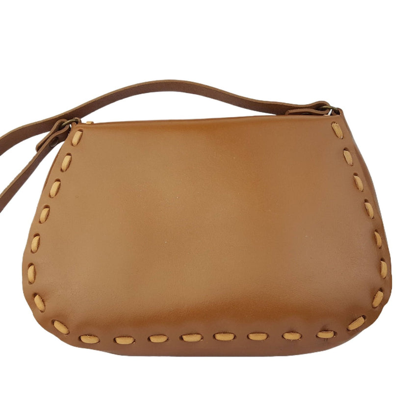 Axesoria West - Genuine Leather Shoulder Handbag with Floral Design back