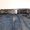 Axesoria_West_-_Silver_Rodeo_Buckle_with_Vintage_floral_tooled_belt_tan view on jeans