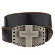 Axesoria West - Vintage Leather belt with Cross Buckle Black