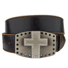 Axesoria West - Vintage Leather belt with Cross Buckle Black