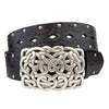 Axesoria West - Western Knotted Heart Buckle on a studded belt Black