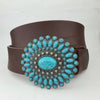 AW Western Turquoise Buckle with genuine leather belt