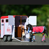 BREYER Traditional Series Two-Horse Trailer shown with model horses loading 