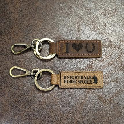 Back Forty Designs Leather Keychain Assorted I love you, or KHS.