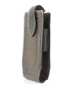 Basket Weave Tooled Leather Phone Case for Belt Brown side view