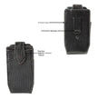 Basket Weave Tooled Leather Phone Case for Belt details of elastic sides, magnetic closure and belt clip 