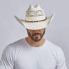 American Hat Makers Billings Montana - Straw Cowboy Hat with Western Hat Band on male model