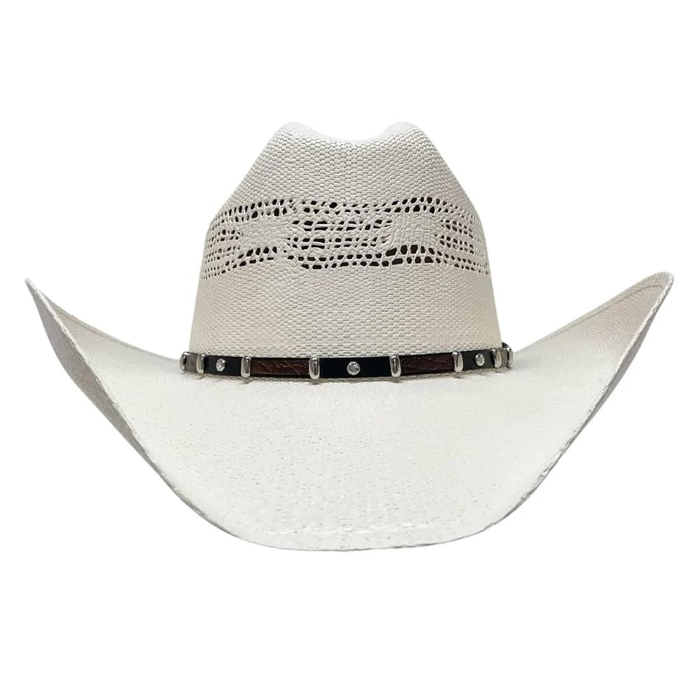 American Hat Makers Billings Montana - Straw Cowboy Hat with Western Hat Band Detail front