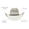 American Hat Makers Billings Montana - Straw Cowboy Hat with Western Hat Band Measurement details