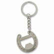 Bottle Opener Horse Shoe Keychain - Metallic keychain with horseshoe design on a white background