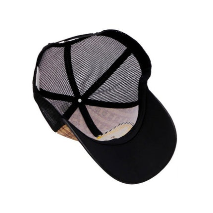 Bronzed Emblem Ostrich Leather Straw Mesh Charro Cap inside detail