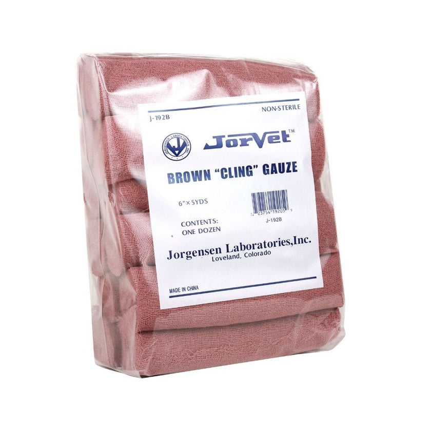 Brown Cling Gauze 6 inch high by 5 yards long in packaging 